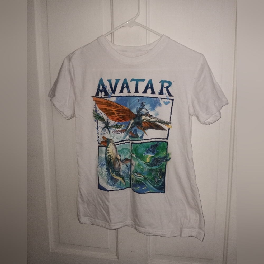 Avatar Graphic Tee in White with Blue & Green Artwork